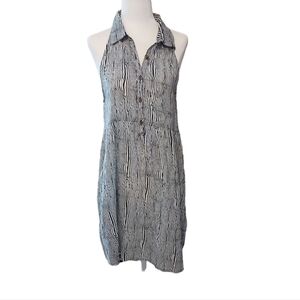 Volcolm S/p 10 Sleeveless Dress Knee Length Black White Striped Collared office